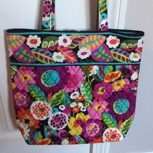 VERA BRADLEY BLACK MULTI FLORAL VA-VA BLOOM TOTE